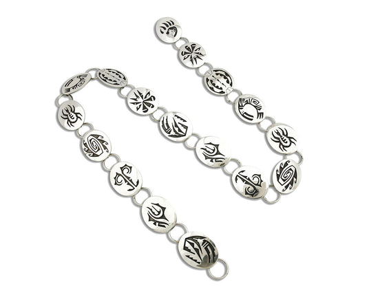 Hopi Concho Belt .925 SOLID Sterling Silver Signed Casey Cuch Overlay C.80's