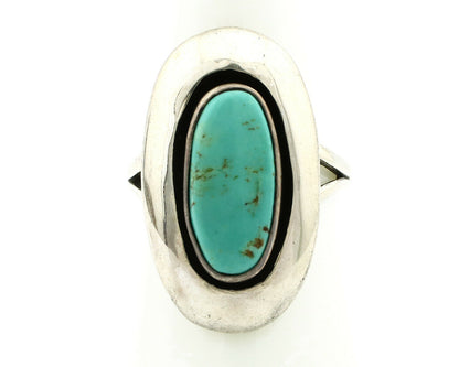 Navajo Shadow Box Ring .925 Silver Kingman Turquoise Signed M Montoya C80s