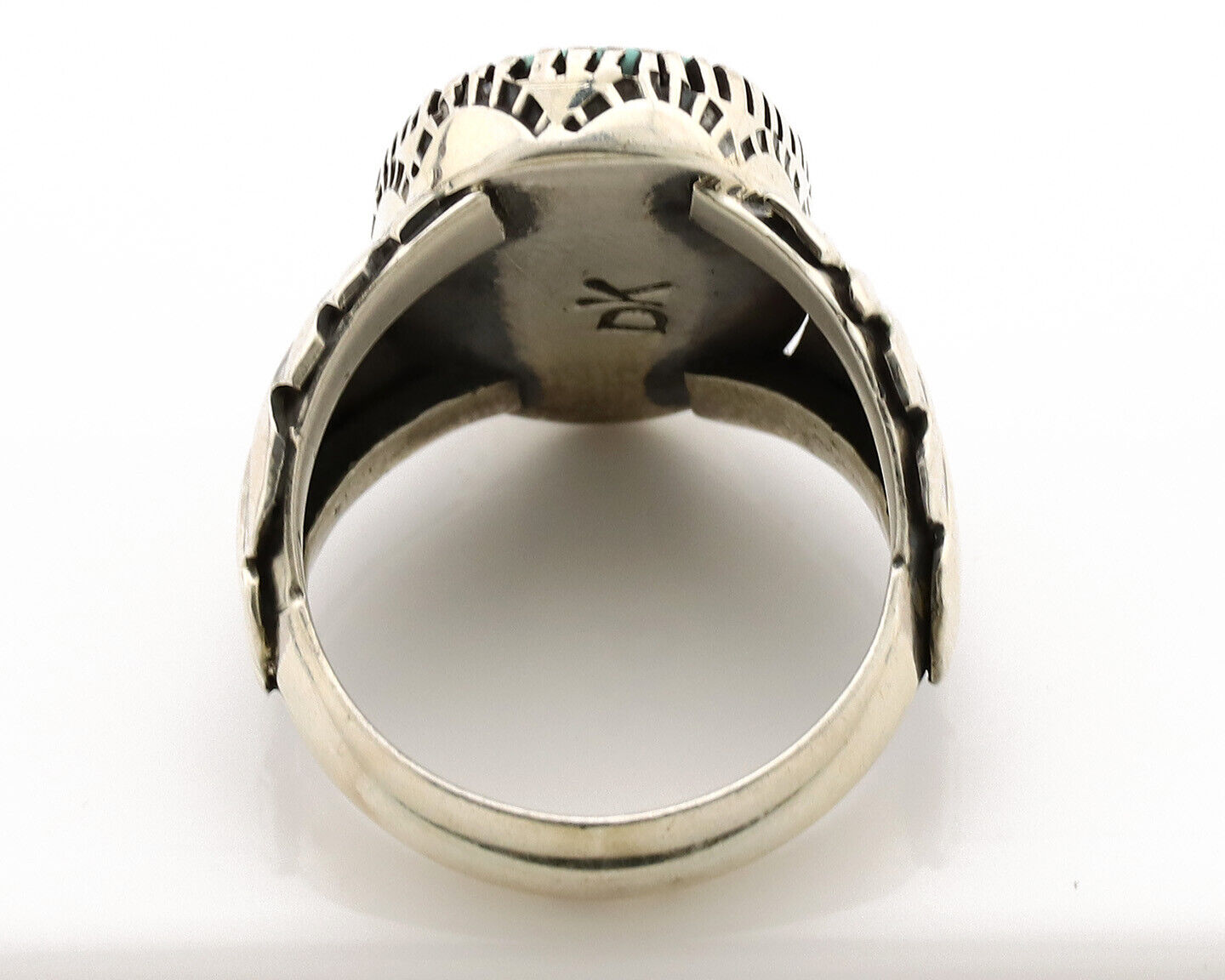 Navajo Ring .925 Silver Sleeping Beauty Turquoise Artist Signed DK C.80's