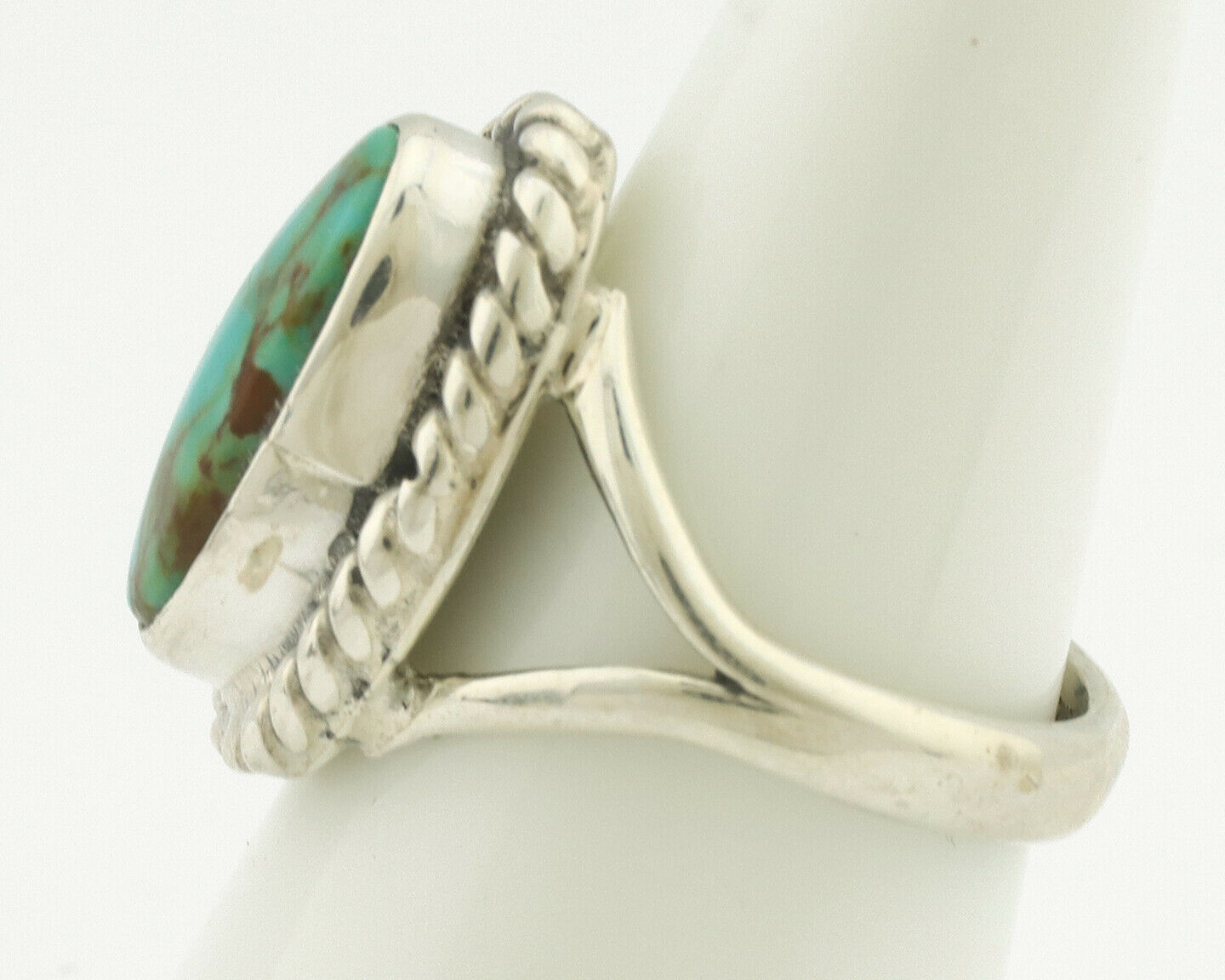 Navajo Ring .925 Silver Natural Mined Turquoise Artist Signed Gecko C.80's