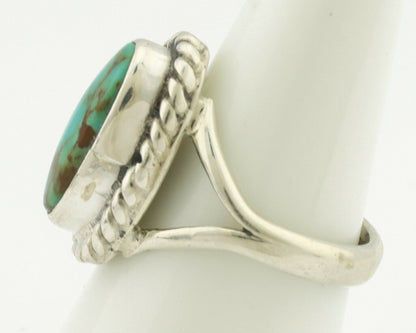 Navajo Ring .925 Silver Natural Mined Turquoise Artist Signed Gecko C.80's