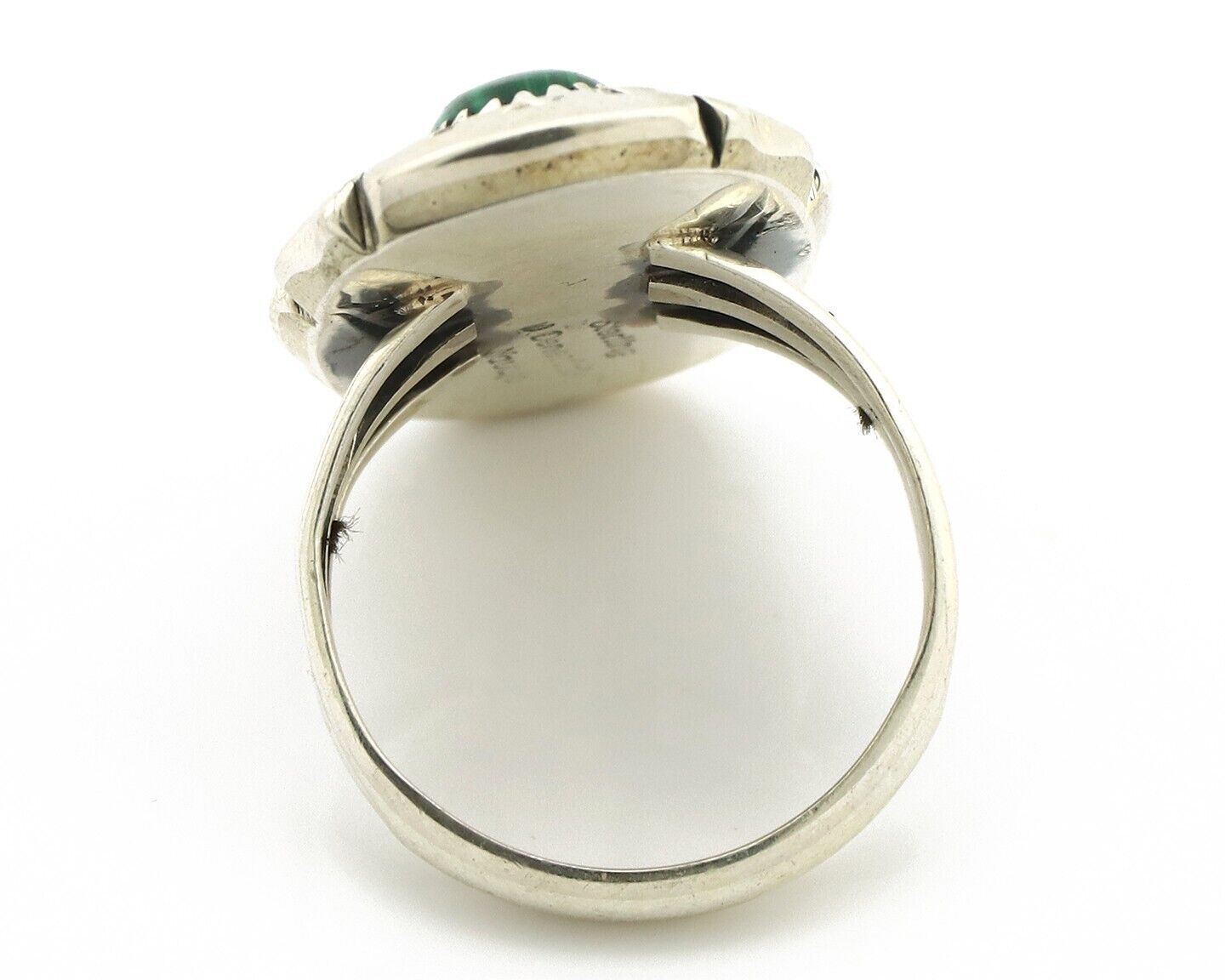 Navajo Ring 925 Silver Natural Malachite Artist Signed William Denetdale C.80's