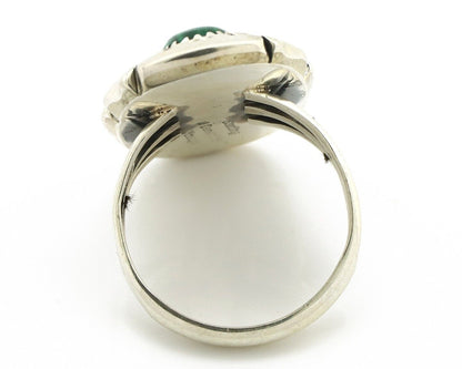Navajo Ring 925 Silver Natural Malachite Artist Signed William Denetdale C.80's