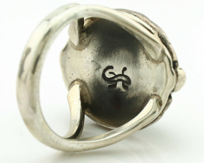 Navajo Ring .925 Silver Kingman Turquoise Artist Signed Gecko C.1980's