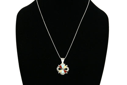 Women's Zuni Pendant .925 Silver Gemstone Signed AN Necklace