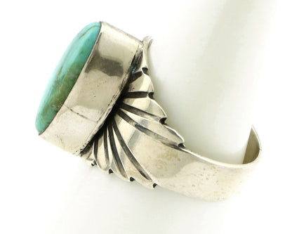 Navajo Ring .925 Silver Kingman Turquoise Artist Signed Apache C.80's
