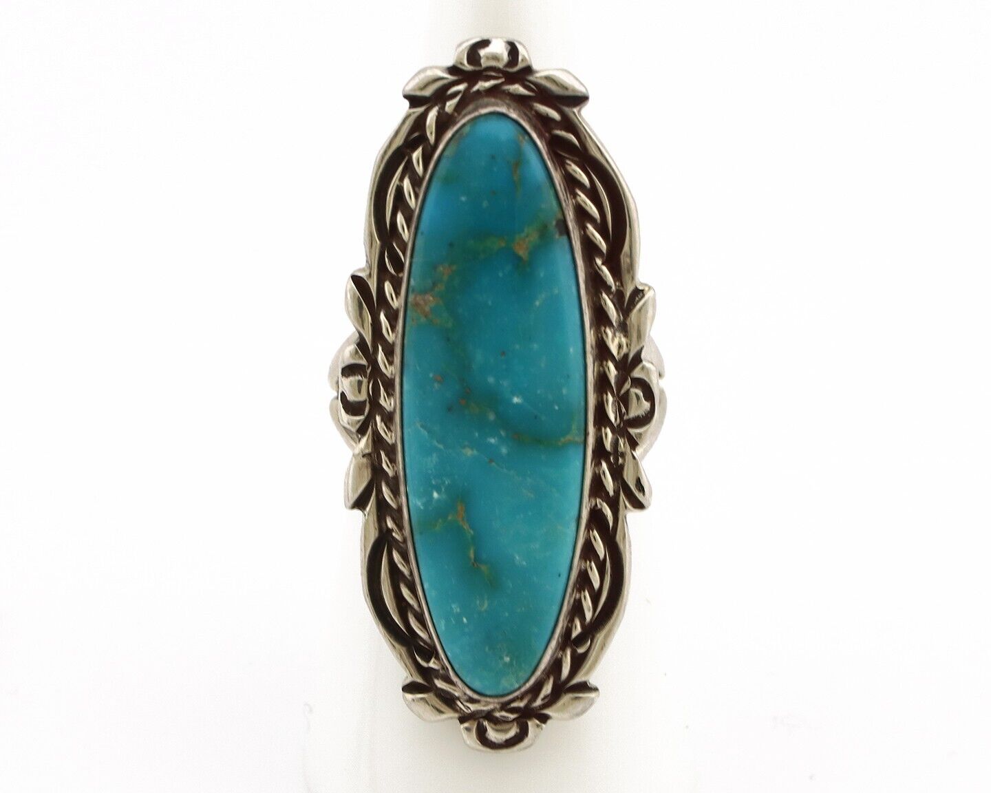 Navajo Ring 925 Silver Blue Gem Turquoise Native Artist Signed Billy Eagle C.80s