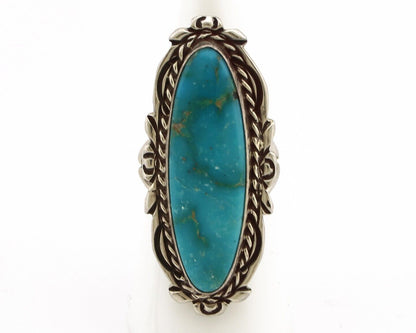 Navajo Ring 925 Silver Blue Gem Turquoise Native Artist Signed Billy Eagle C.80s