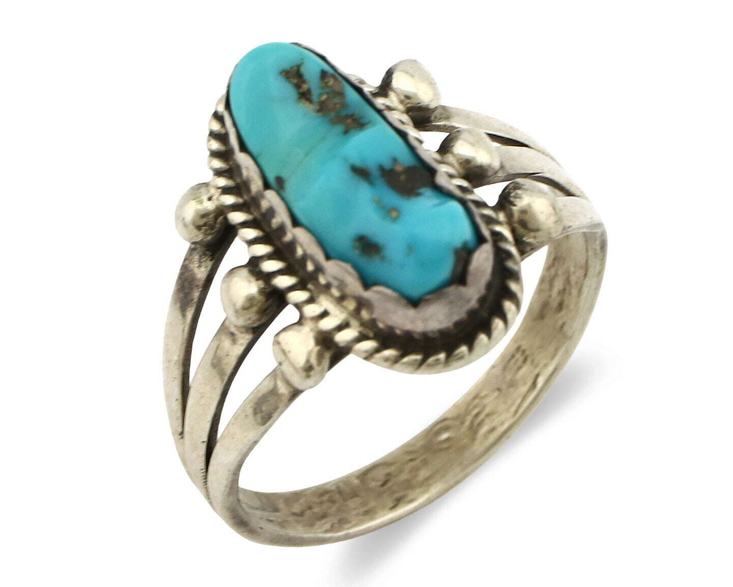 Navajo Ring .925 Silver Sleeping Beauty Turquoise Native Artist C.1980's