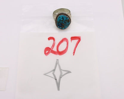Navajo Ring 925 Silver Morenci Spiderweb Turquoise Native American Artist C.80's