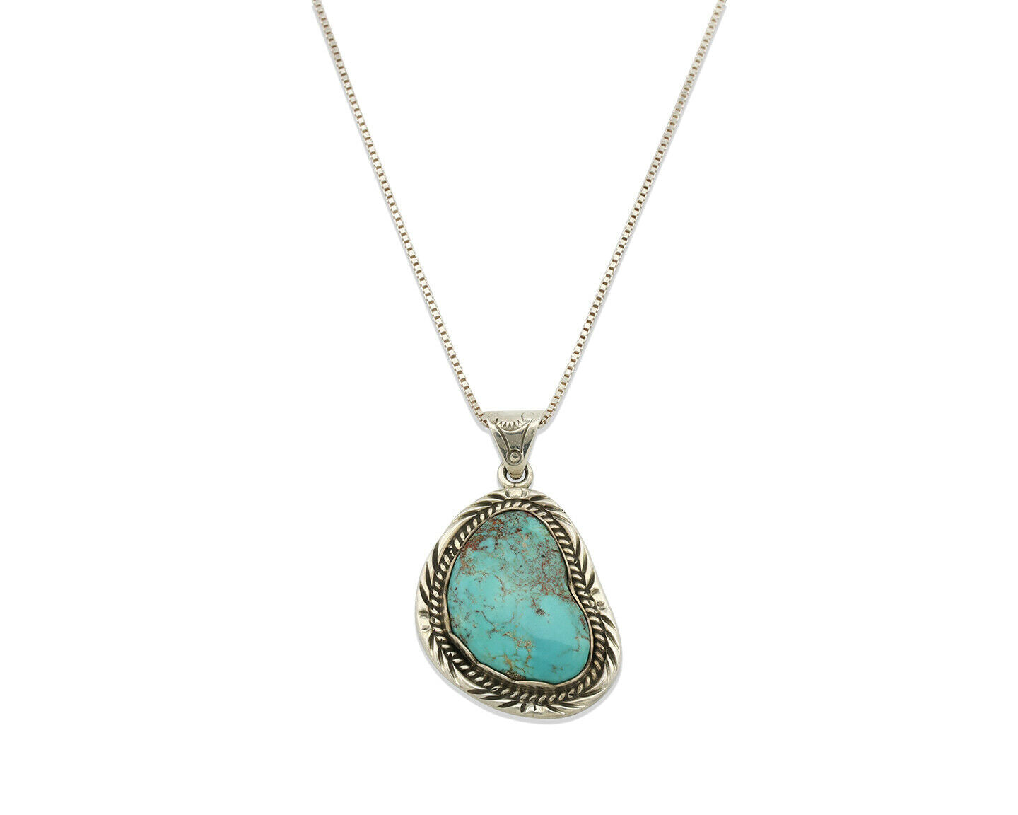 Navajo Handmade Pendant Necklace .925 Silver Artist Signed Sunrise C.80's