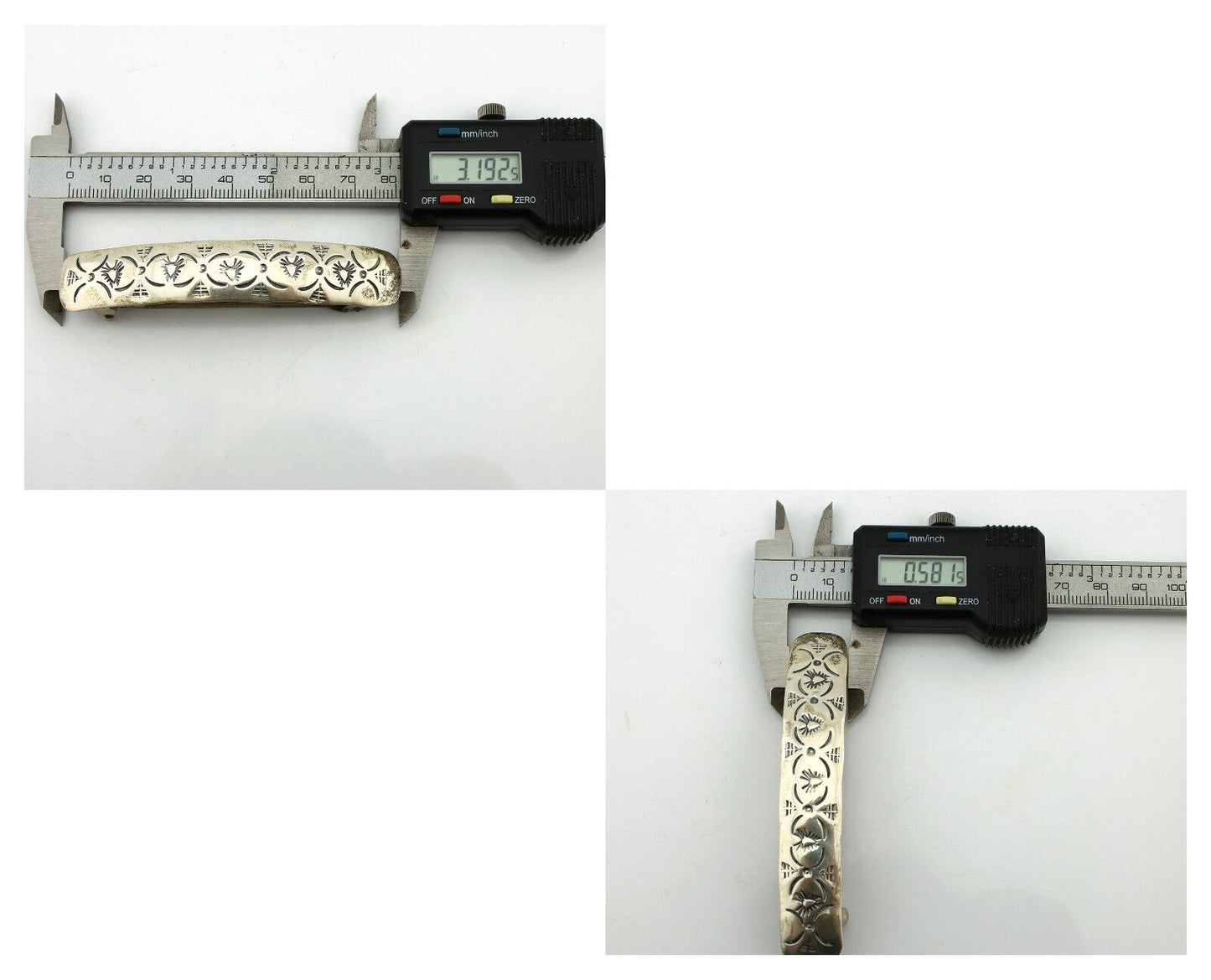 Women's Navajo Hair Clip Barrette .925 Silver Hand Stamped Artist C Montoya C80s