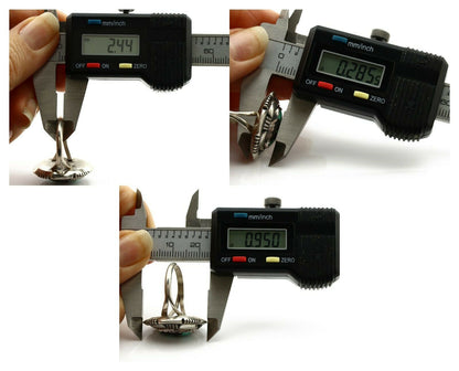 Navajo Ring .925 Silver Spiderweb Turquoise Artist Signed L. M. Nez C80s