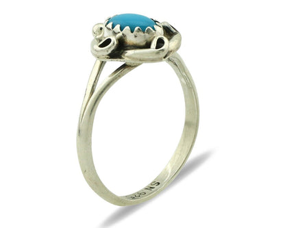 Navajo Ring .925 Silver Natural Blue Turquoise Artist Signed SN C.80's