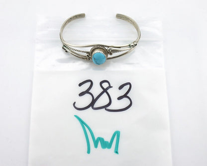 Navajo Bracelet 925 Silver Natural Blue Turquoise Native American Artist C.80's