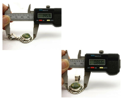 Navajo Necklace .925 Silver Damele Variscite Signed Sun C.1980's