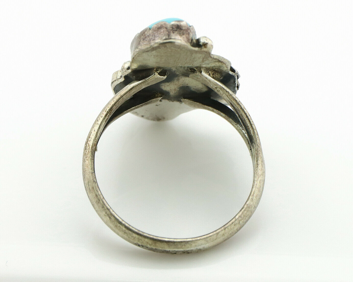 Navajo Ring .925 Silver Turquoise & Coral Native American Artist C.1980's