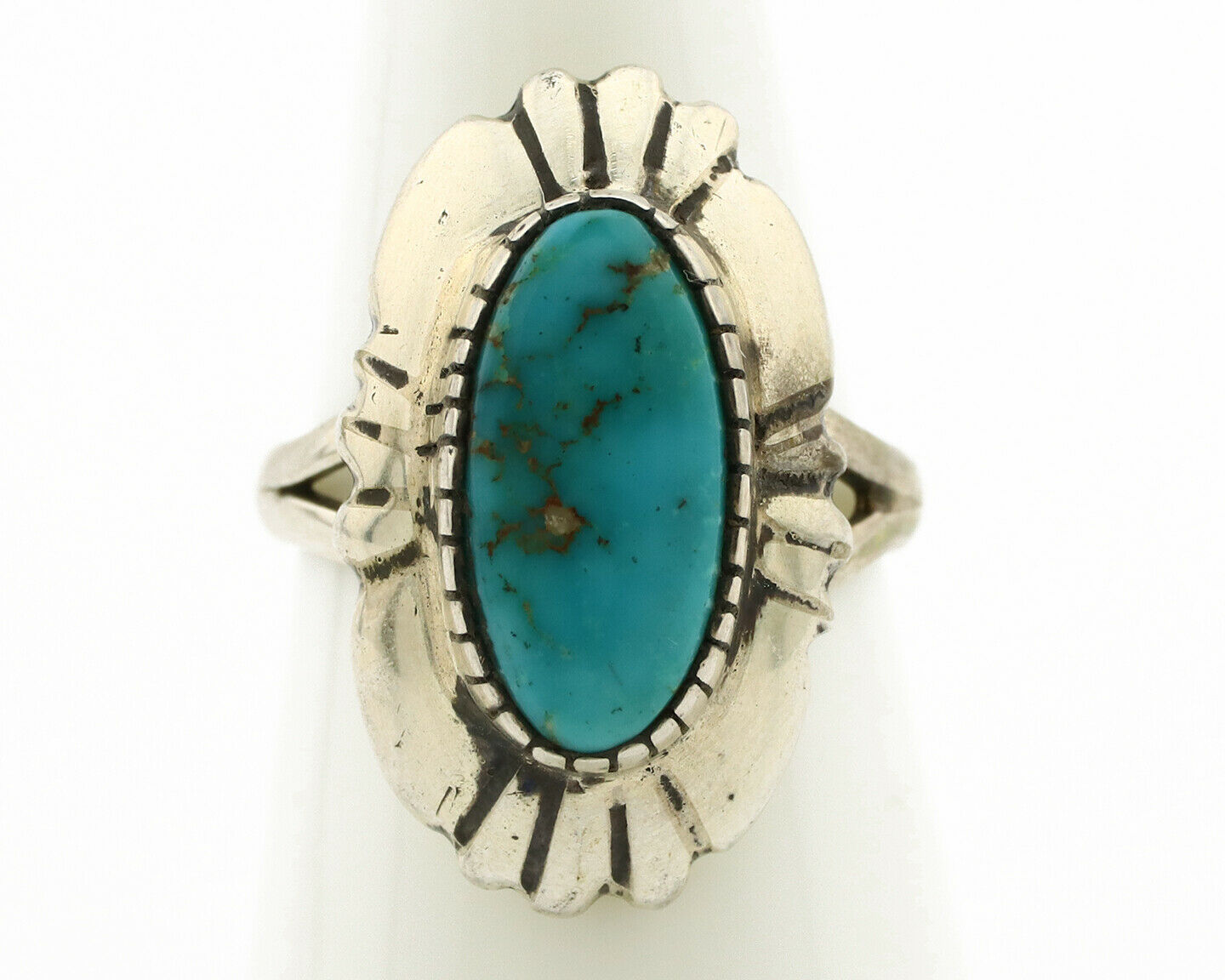 Navajo Ring .925 Silver Blue Turquoise Signed M Montoya C.80's
