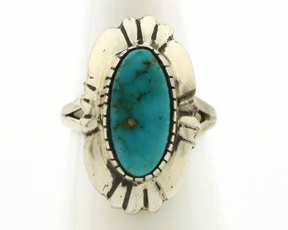 Navajo Ring .925 Silver Blue Turquoise Signed M Montoya C.80's