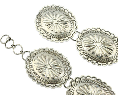 Navajo Concho Belt .925 Silver Hand Stamped Artist Tube Turpens C.80's