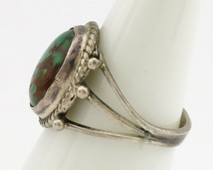 Navajo Ring .925 Silver Green Turquoise Native American Artist C.1980's