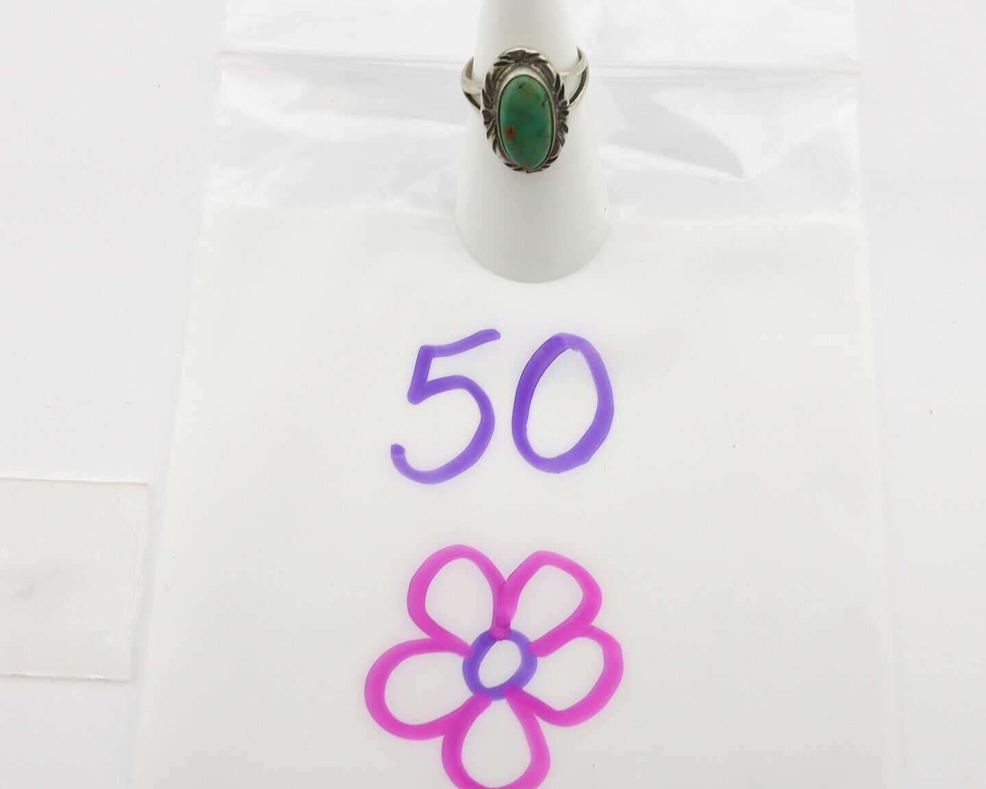 Navajo Ring .925 Silver Kingman Turquoise Native Artist Signed C.80's