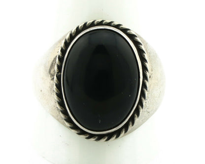 Navajo Ring .925 Silver Handmade Black Onyx Native American Artist C.80's