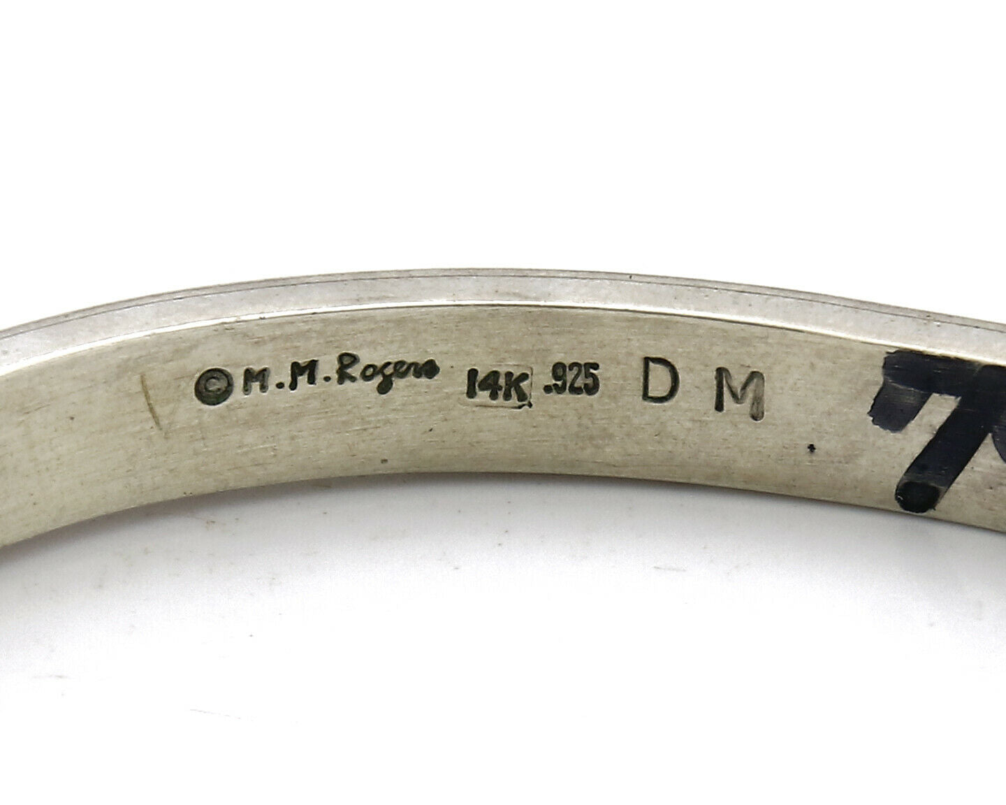 Women's Navajo Bracelet 14k SOLID Gold & .925 Silver Artist MM Rogers & Begay