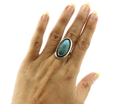 Navajo Ring .925 Silver Blue Turquoise Native American Artist Handmade C.80's