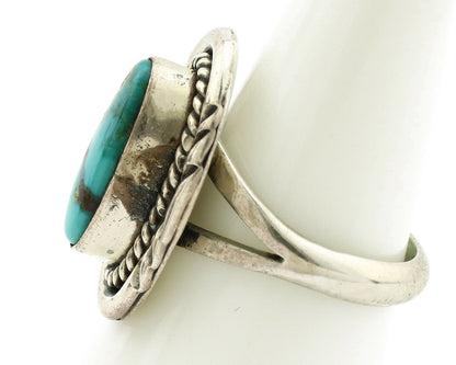 Navajo Ring .925 Silver Kingman Turquoise Native American Artist C.1980's