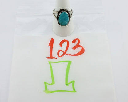 Navajo Handmade Ring 925 Silver Kingman Turquoise Artist Signed MC C.80's
