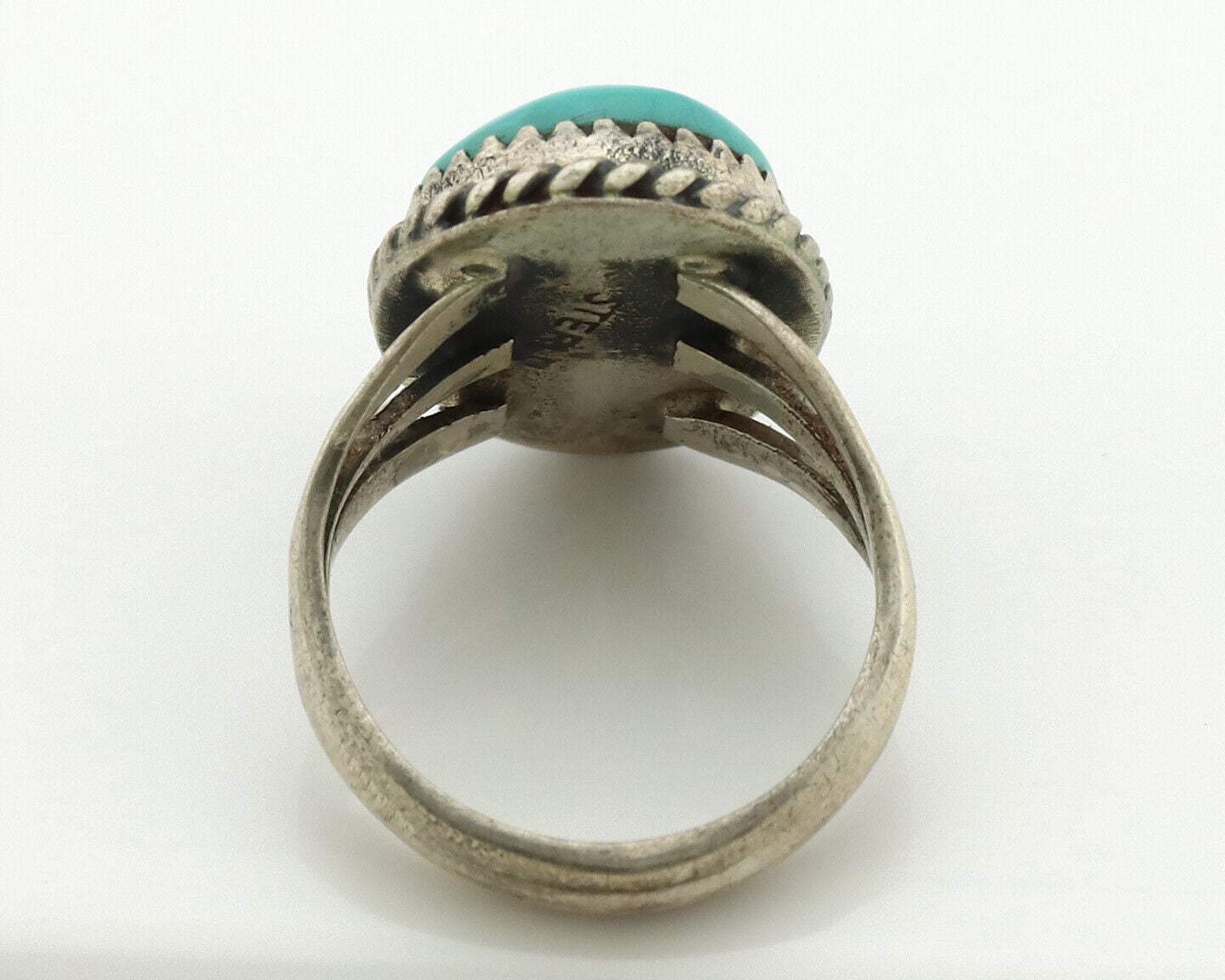 Navajo Ring .925 Silver Natural Blue Turquoise Native American Artist C.1980's