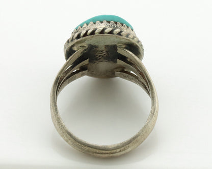 Navajo Ring .925 Silver Natural Blue Turquoise Native American Artist C.1980's