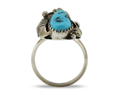 Navajo Handmade Ring 925 Silver Turquiose & Coral Native American Artist C.80's
