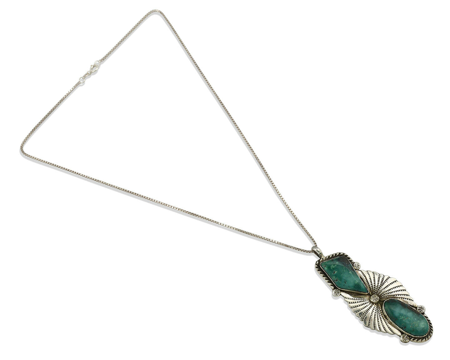 Navajo Nevada Turquoise Pendant .925 Silver Artist Signed M C.80's