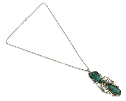 Navajo Nevada Turquoise Pendant .925 Silver Artist Signed M C.80's