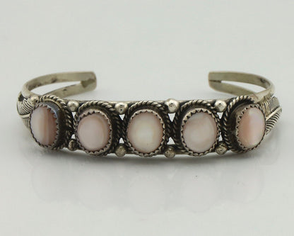 Women's Navajo Bracelet 925 Silver Natural Pink Mussel Native American C.80's
