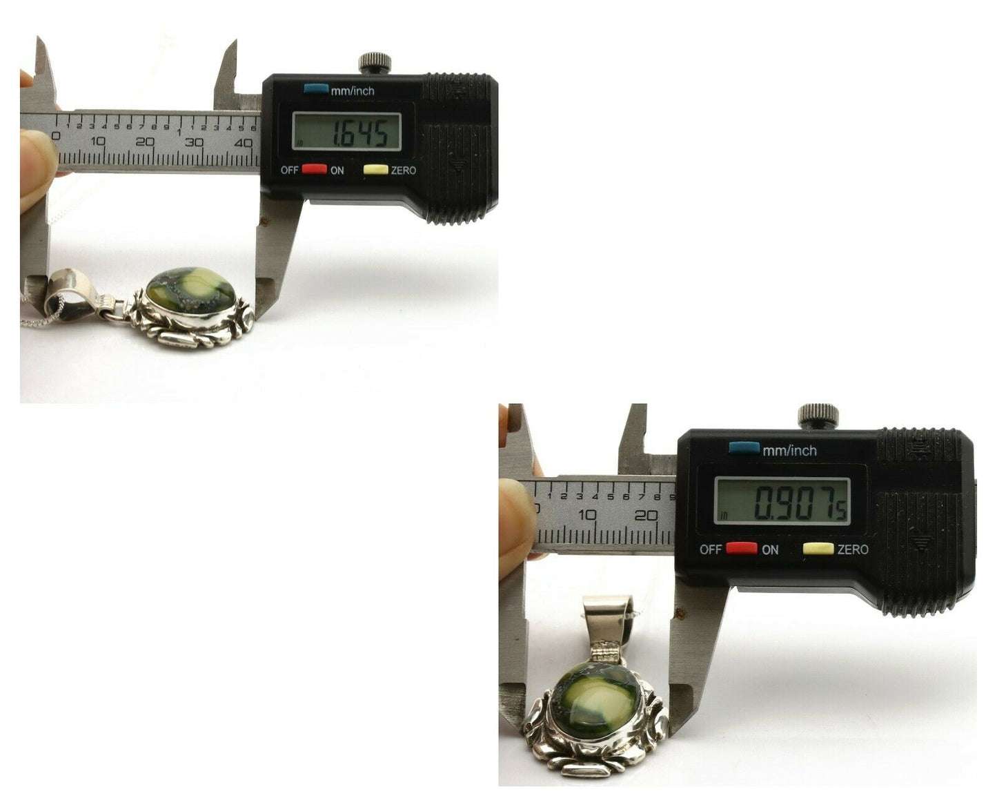 Navajo Necklace .925 Silver Damele Variscite Signed Sun C.1980's