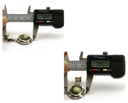 Navajo Necklace .925 Silver Damele Variscite Signed Sun C.1980's