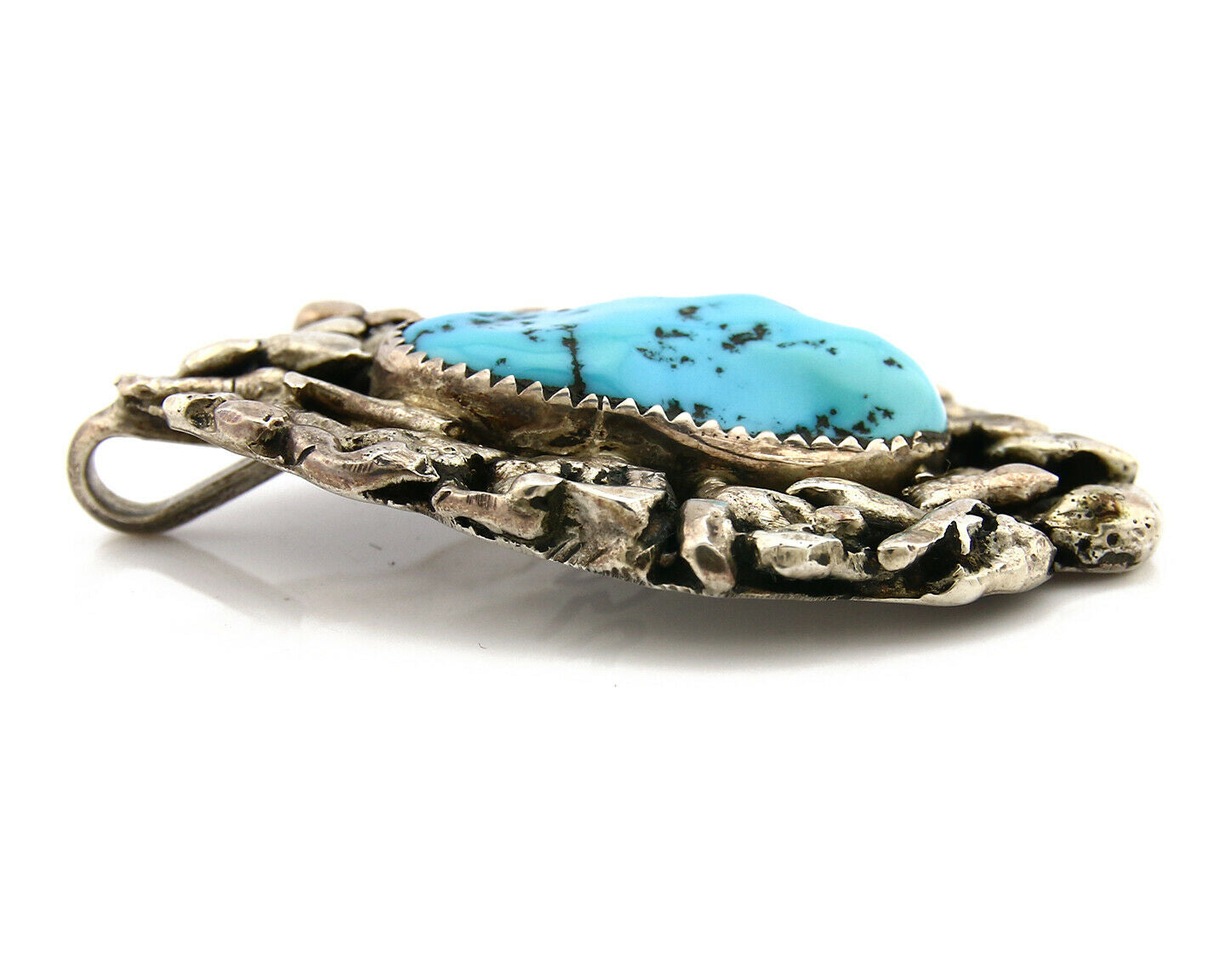 Navajo Pendant .925 Silver Kingman Turquoise Native American C.80's