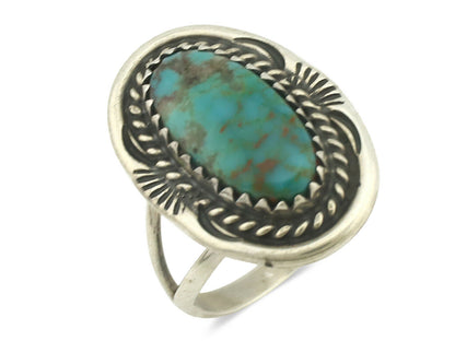 Navajo Ring .925 Silver Natural Turquoise Native American Artist C.1980's