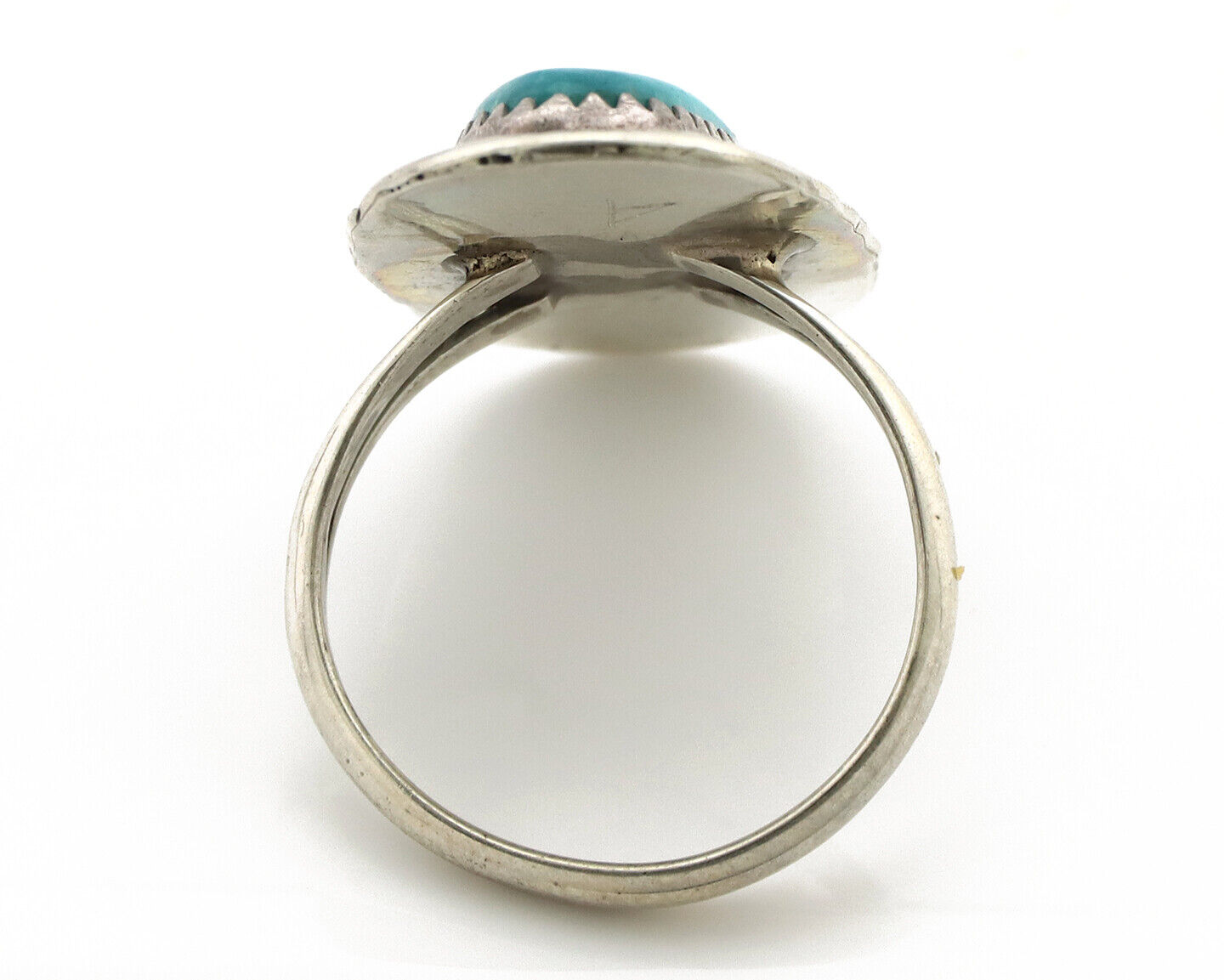 Navajo Ring 925 Silver Natural Blue Turquoise Native American Artist C.1980's