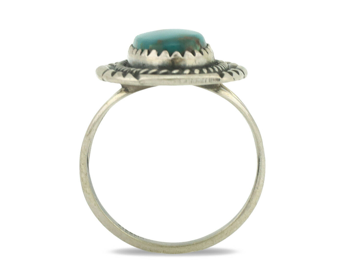 Navajo Ring .925 Silver Natural Turquoise Native American Artist C.1980's