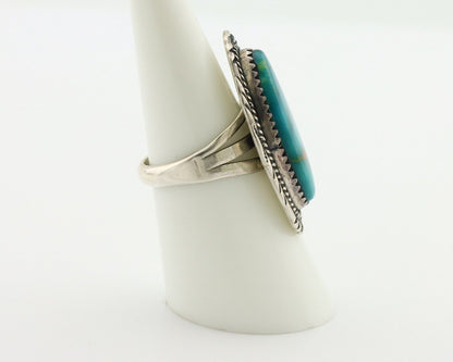 Navajo Ring .925 Silver Blue Gem Turquoise Artist Signed M Begay C.80's