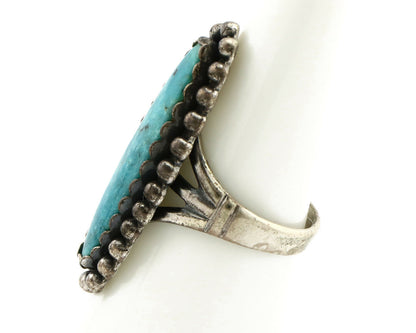 Navajo Ring .925 Silver Morenci Turquoise Signed Artist Sunbell C.80's