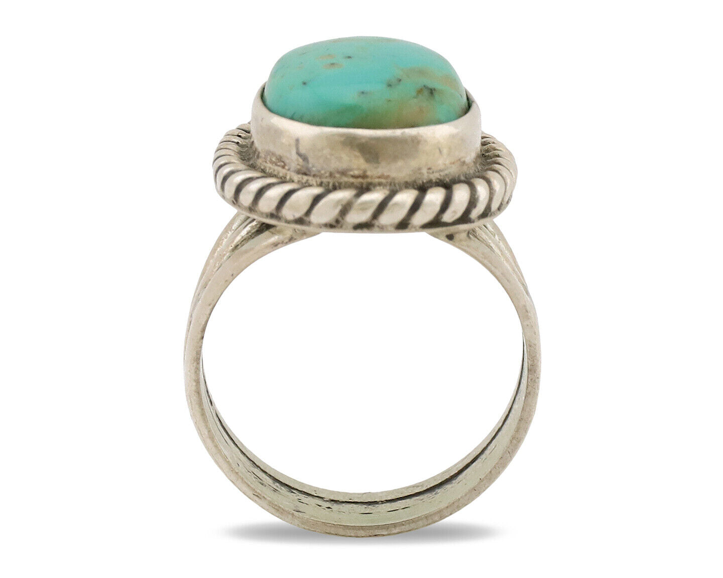 Navajo Ring .925 Silver Natural Kingman Turquoise Native American Artist C.1980s