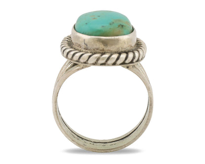 Navajo Ring .925 Silver Natural Kingman Turquoise Native American Artist C.1980s