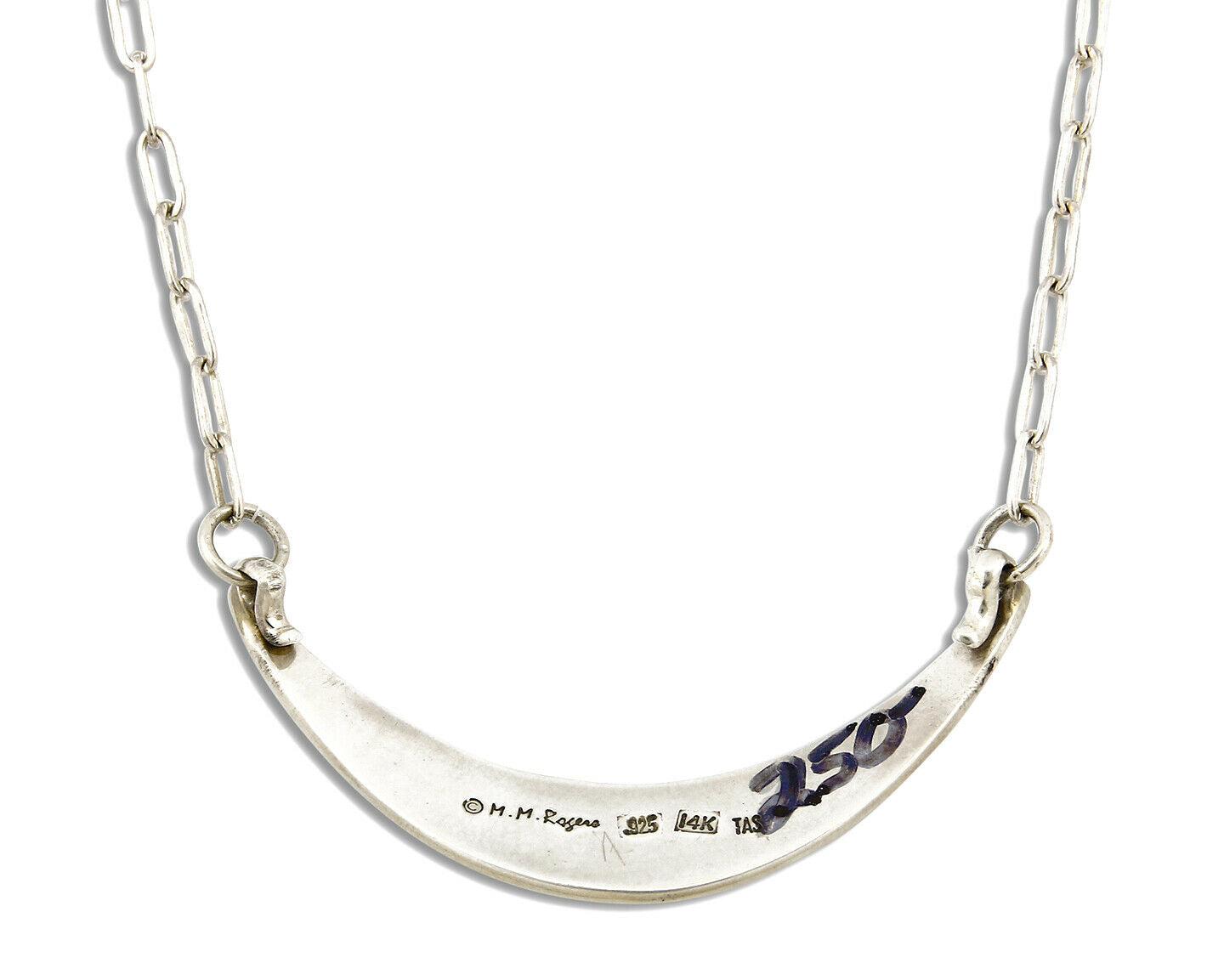 Women's Navajo Necklace .925 Silver & 14k Solid Gold Signed MM Rogers HMY