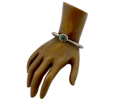 Navajo Bracelet .925 Silver Natural Malachite Native American C.90's