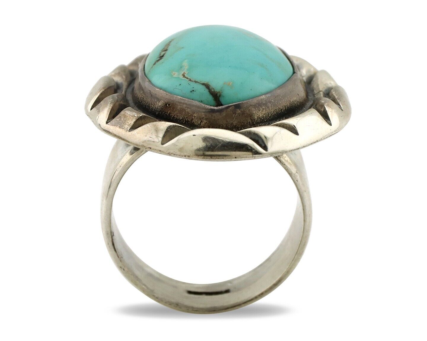 Navajo Ring 925 Silver Natural Blue Turquoise Native Artist Signed C Montoya C80